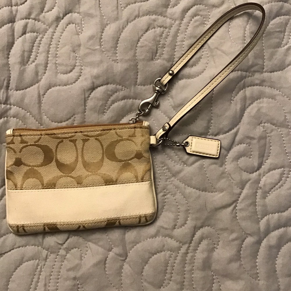 Coach Mini Wristlet Beige/ Cream NWOT